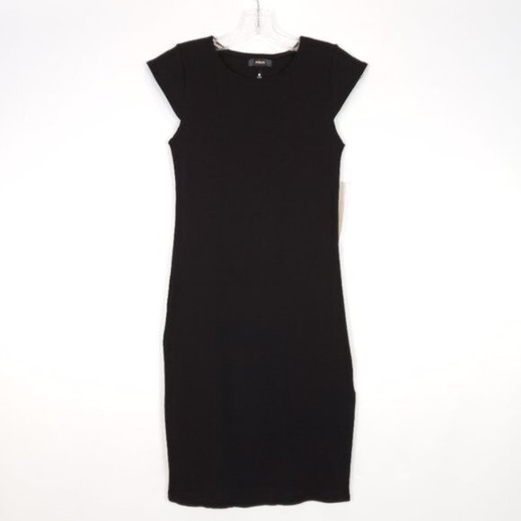 AQUA Black Cap Sleeve Midi Dress Size S - Picture 1 of 7